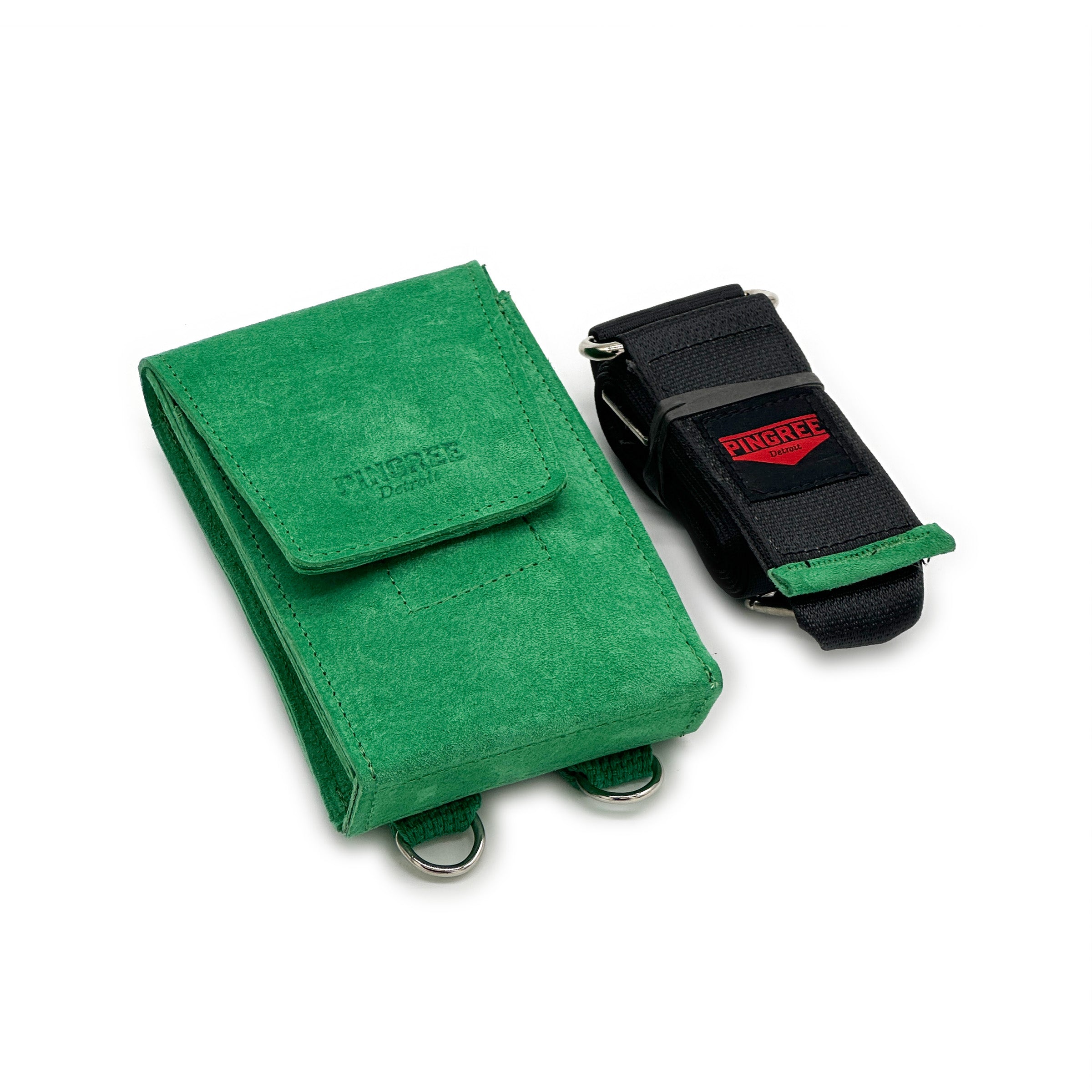 a bag that gets you into every NFL stadium or concert venue. Holds any size phone, made in America, and holds a wallet. Seatbelt strap or leather strap included. Pictured here in green suede.