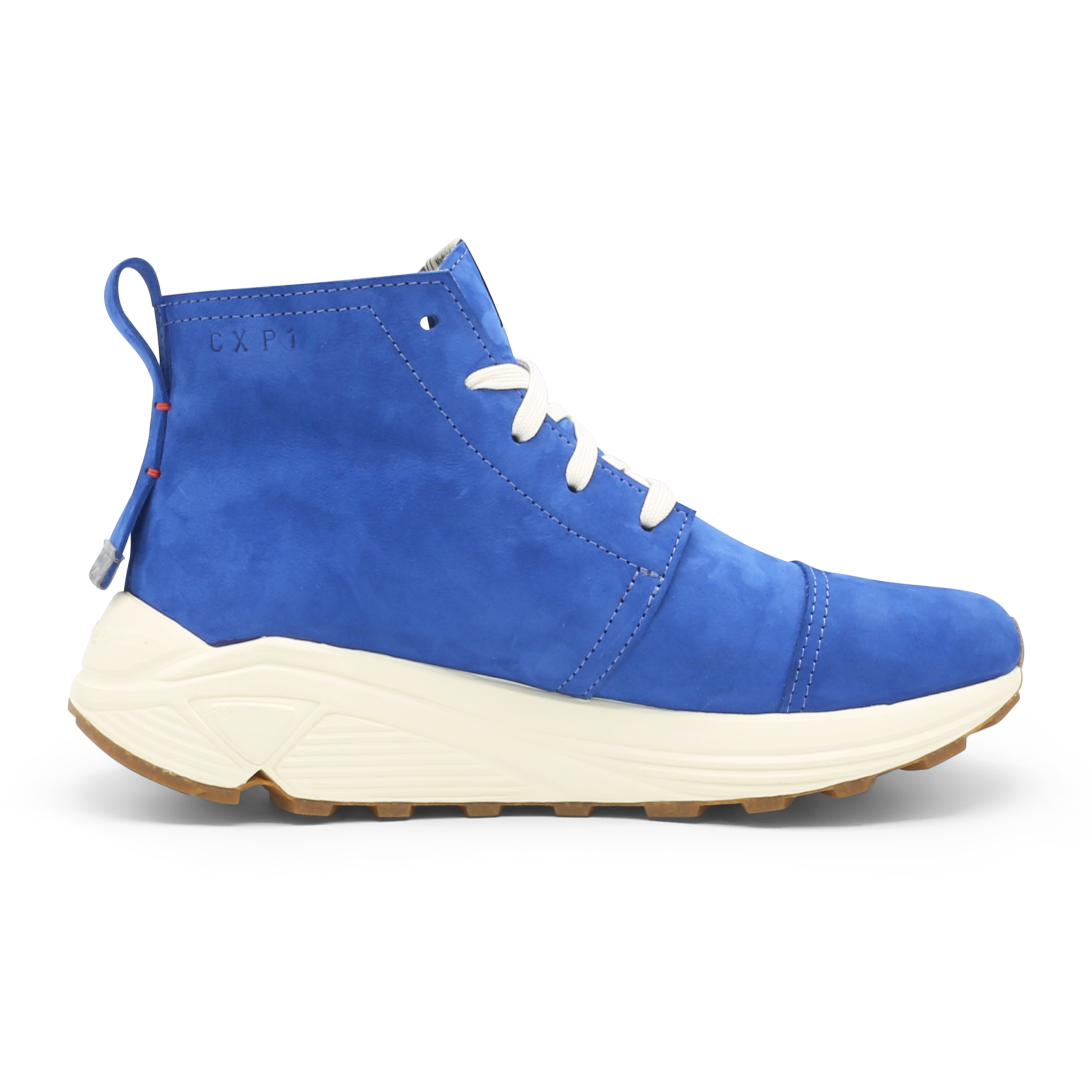 The Chukka boot pictured here inHittsville Blue - and pictured facing the right, is Designed and handmade collaboratively in the USA alongside @comunitymade with upcycled leather and our new Vibram ecostep sole made from recycled materials. This boot’s got the perfect mix of style, comfort, durability, and a lighter footprint on the planet.