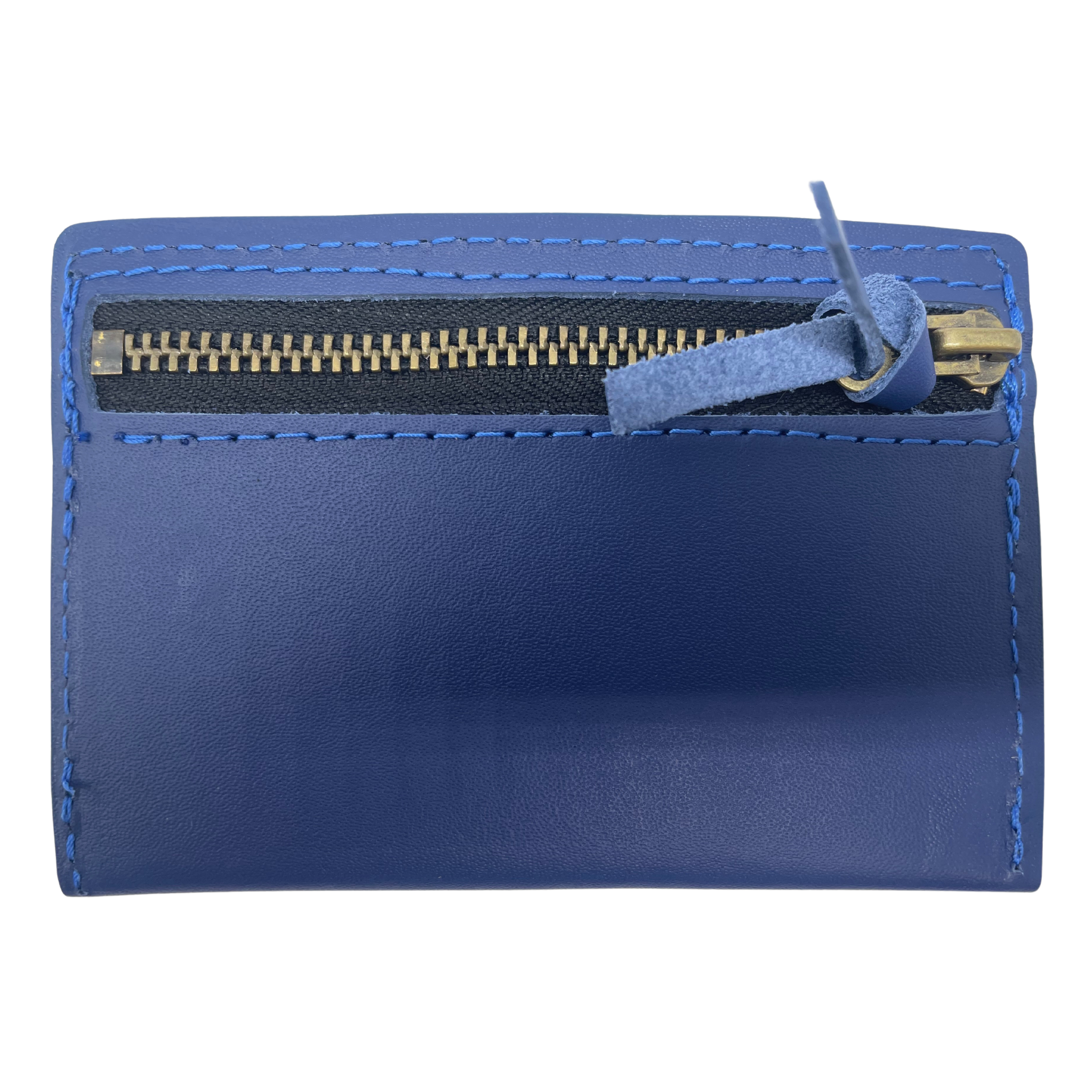 A leather minimalist zipper wallet with three card slots each able to hold 2 to 3 cards plus a rear zipper pouch for coins, an AirTag, a key, or lip balm. Zipper wallet