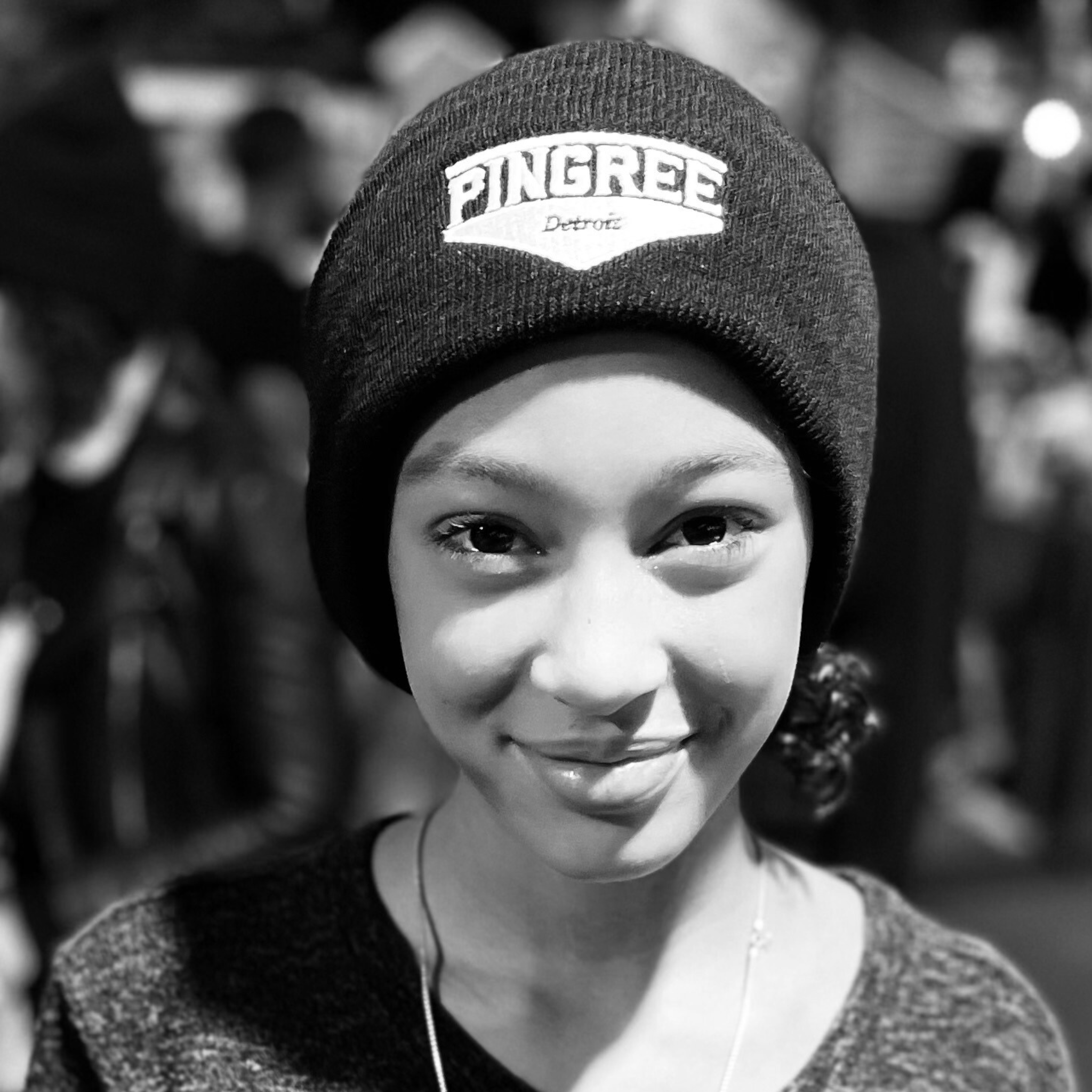 3D knit hats made in Detroit with upcycled yarn. Hand sewn and made with zero waste. Pictured here in Onyx black,