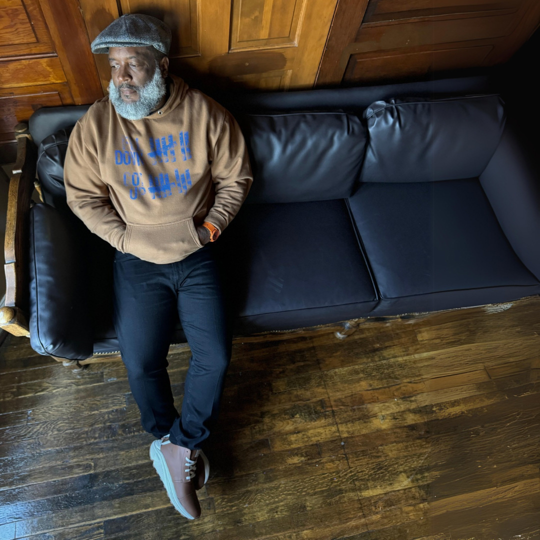 The Chukka boot pictured here in oak tree brown is Designed and handmade collaboratively in the USA alongside @comunitymade with upcycled leather and our new Vibram ecostep sole made from recycled materials. This boot’s got the perfect mix of style, comfort, durability, and a lighter footprint on the planet. Here is model and community organizer Dr. Yusef Bunchy Shakur.