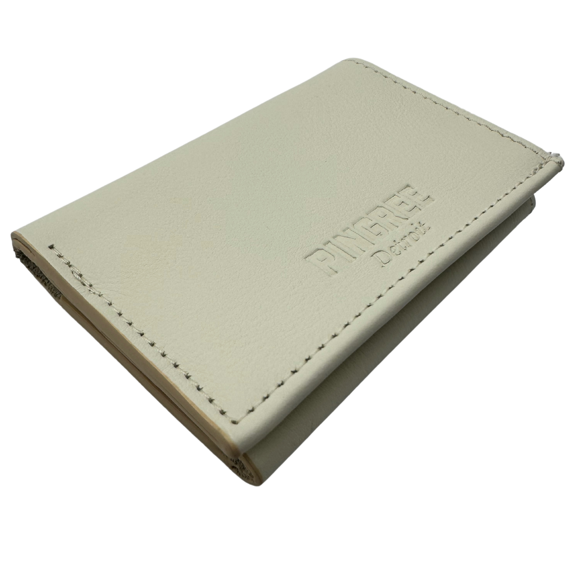 Tri fold leather wallet in macadamia handmade in Detroit by Veterans and Detroiters