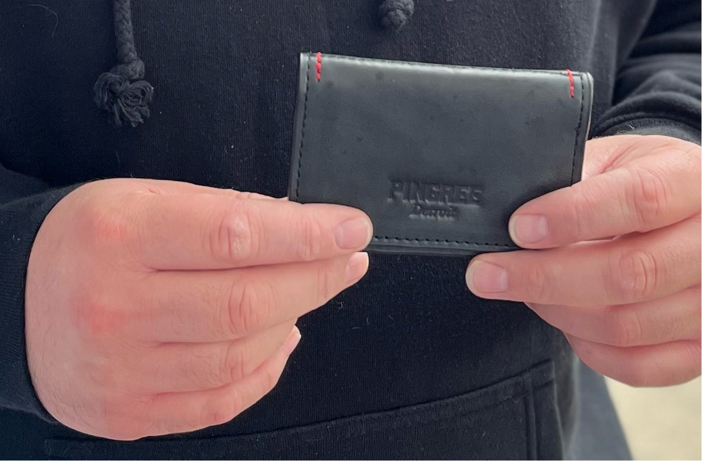 Here is the Onyx black wallet after two years of showing how it gets a nice patina with this Detroit made Veteran made wallet.