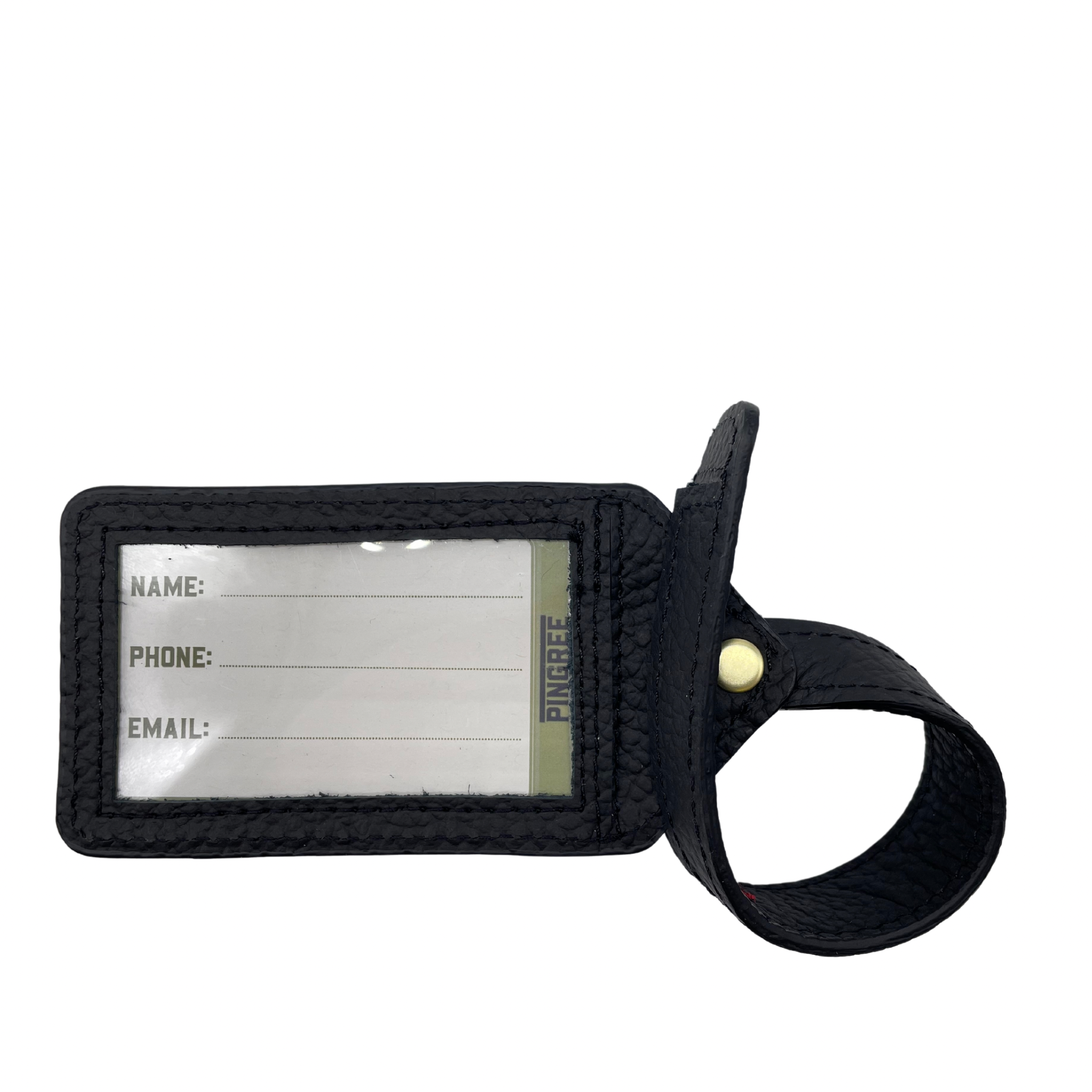Luggage tag mad in Detroit by hand with upcycled leather from the auto industry . Made in the USA sustainably.