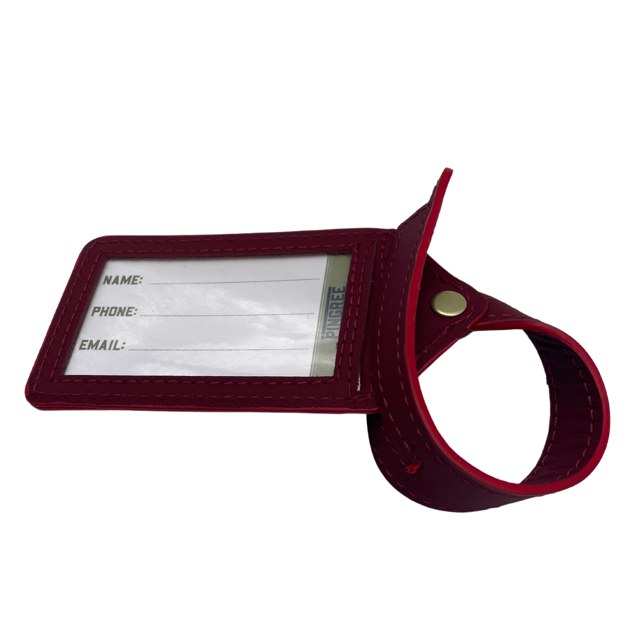 Luggage tag mad in Detroit by hand with upcycled leather from the auto industry . Made in the USA sustainably.