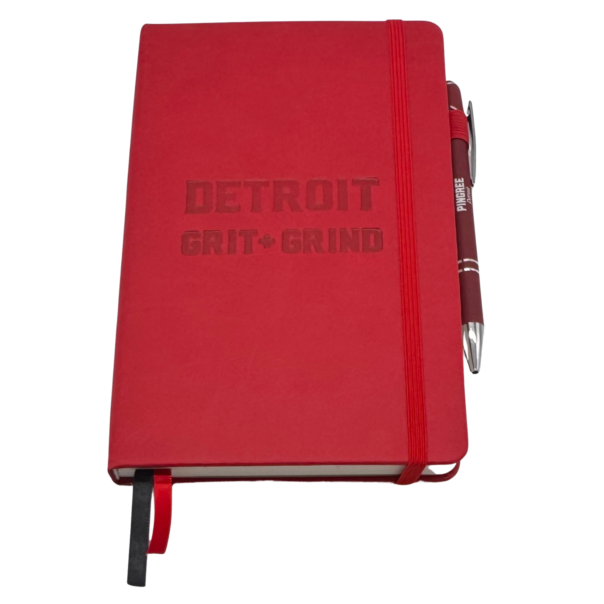 Our hand assembled Journal crafted with 100% recycled paper pulp with lined pages. Detroit made me. Includes a pen, double bookmarks a front pocket and a rear pocket and elastic closure that we sew for reinforcement. A 5 size, comparable to a moleskine style, fits inside of our portfolio or works great as a standalone.