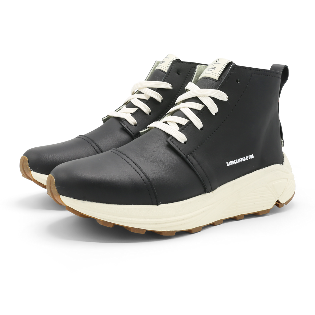 Picured in Onyx with off-white outsole. Designed and handmade collaboratively in the USA alongside @comunitymade with upcycled leather and our new Vibram ecostep sole made from recycled materials. This boot’s got the perfect mix of style, comfort, durability, and a lighter footprint on the planet. 