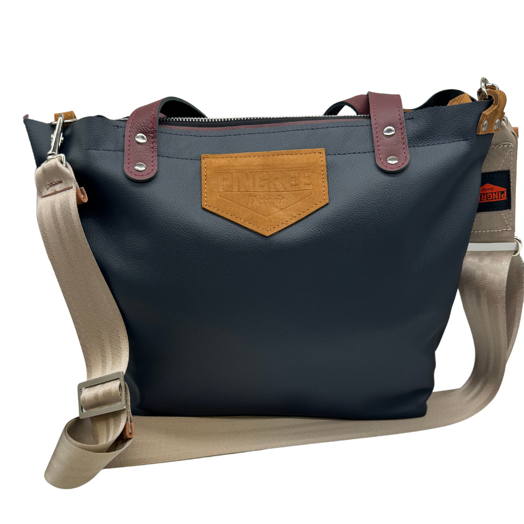 M1 Leather Work & Travel zipper Tote in blue