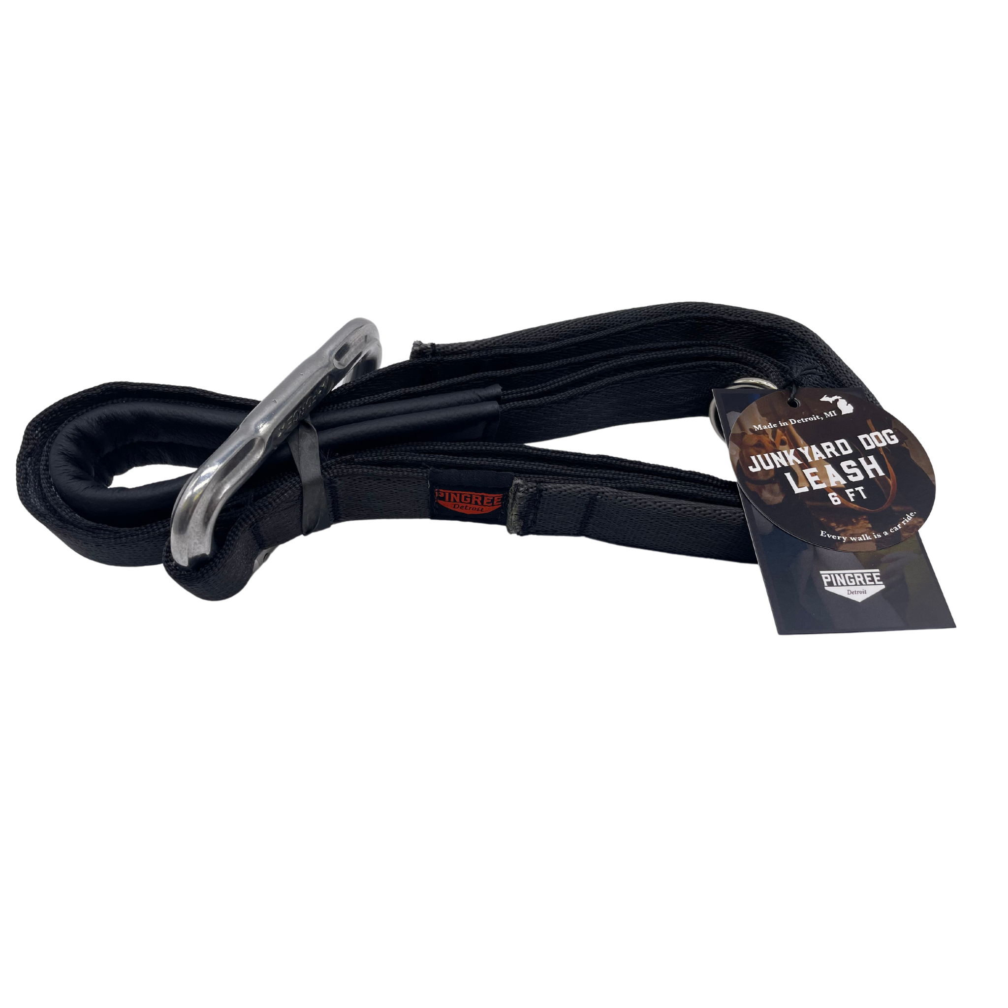 heavy duty american made dog leash, leash, made with a USA made carabiner, and handmade in Detroit