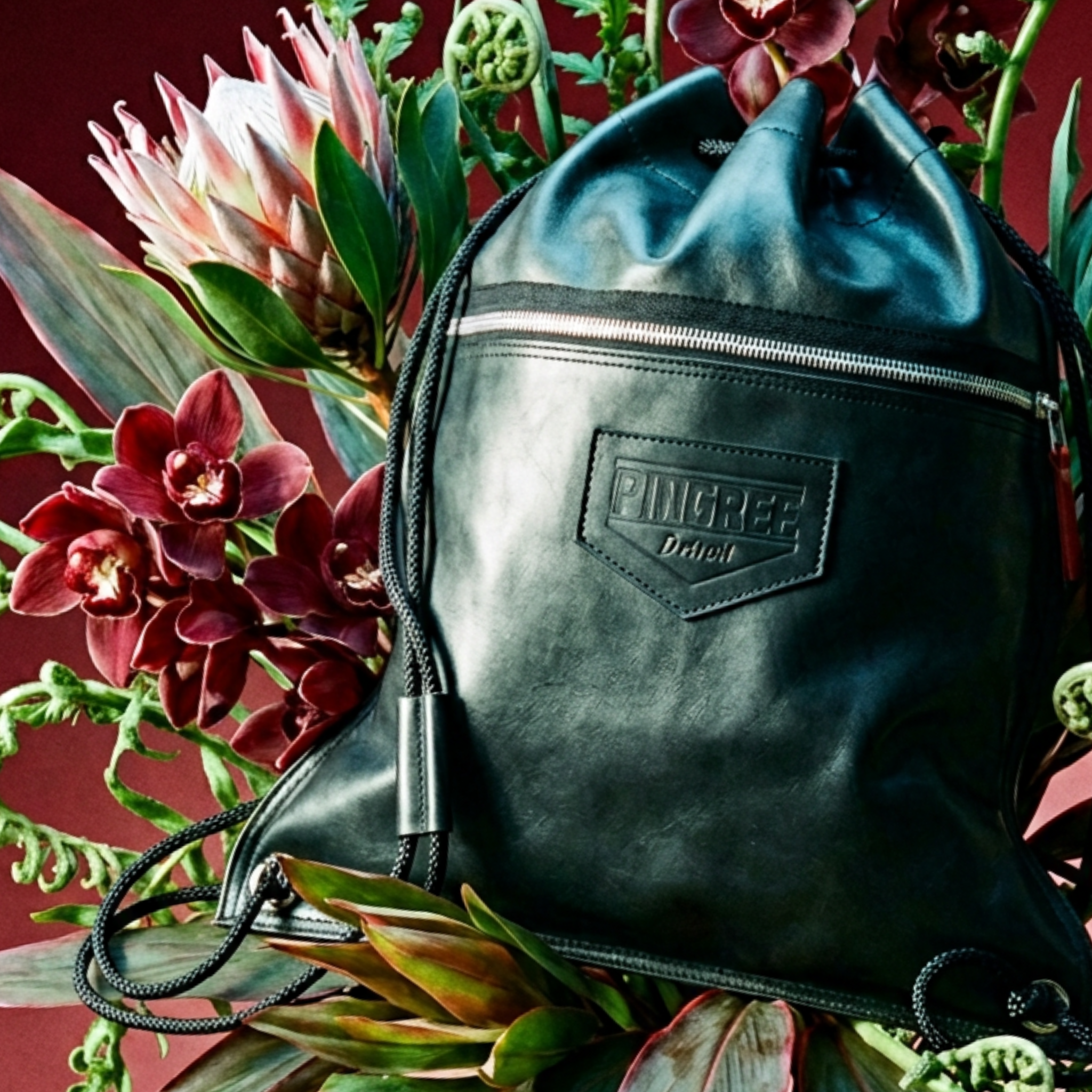 Detroit Drawstring Backpack in Leather ( Made to Order)