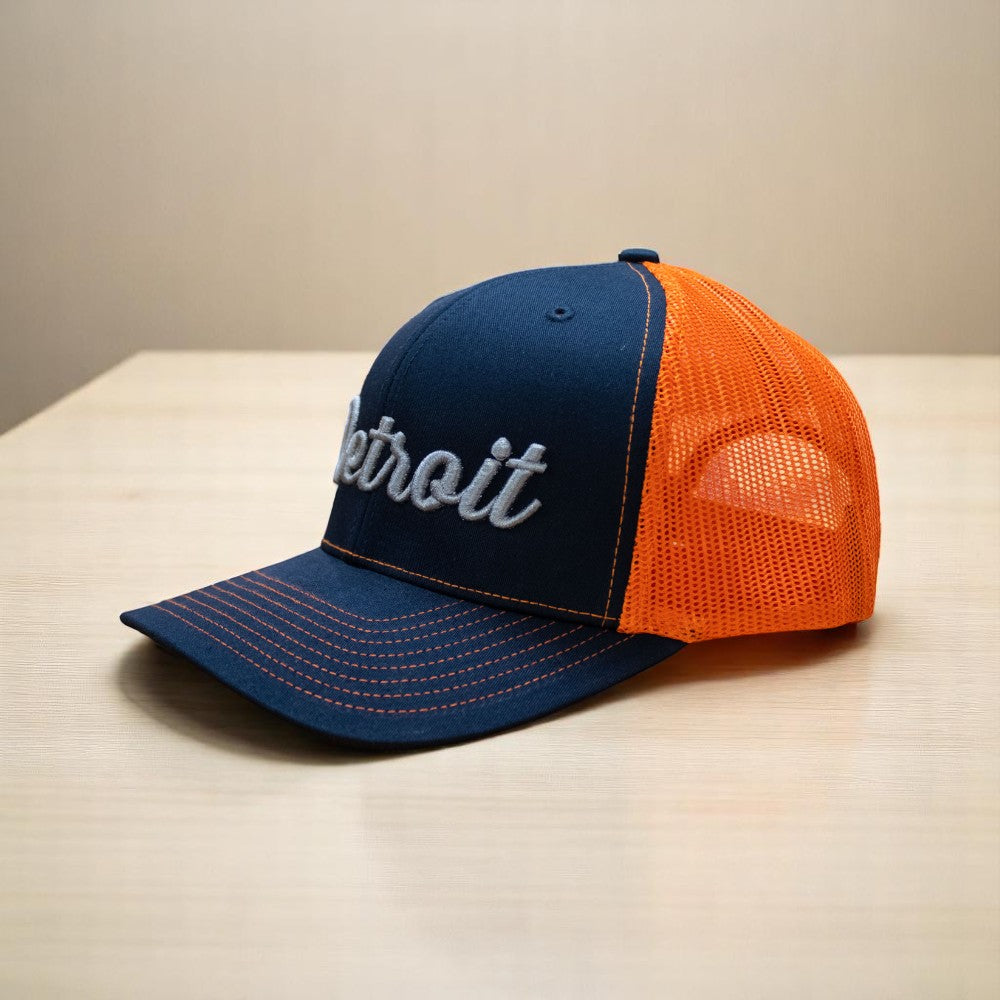 Hat - Detroit Thirsty Navy Orange Richardson Snapback