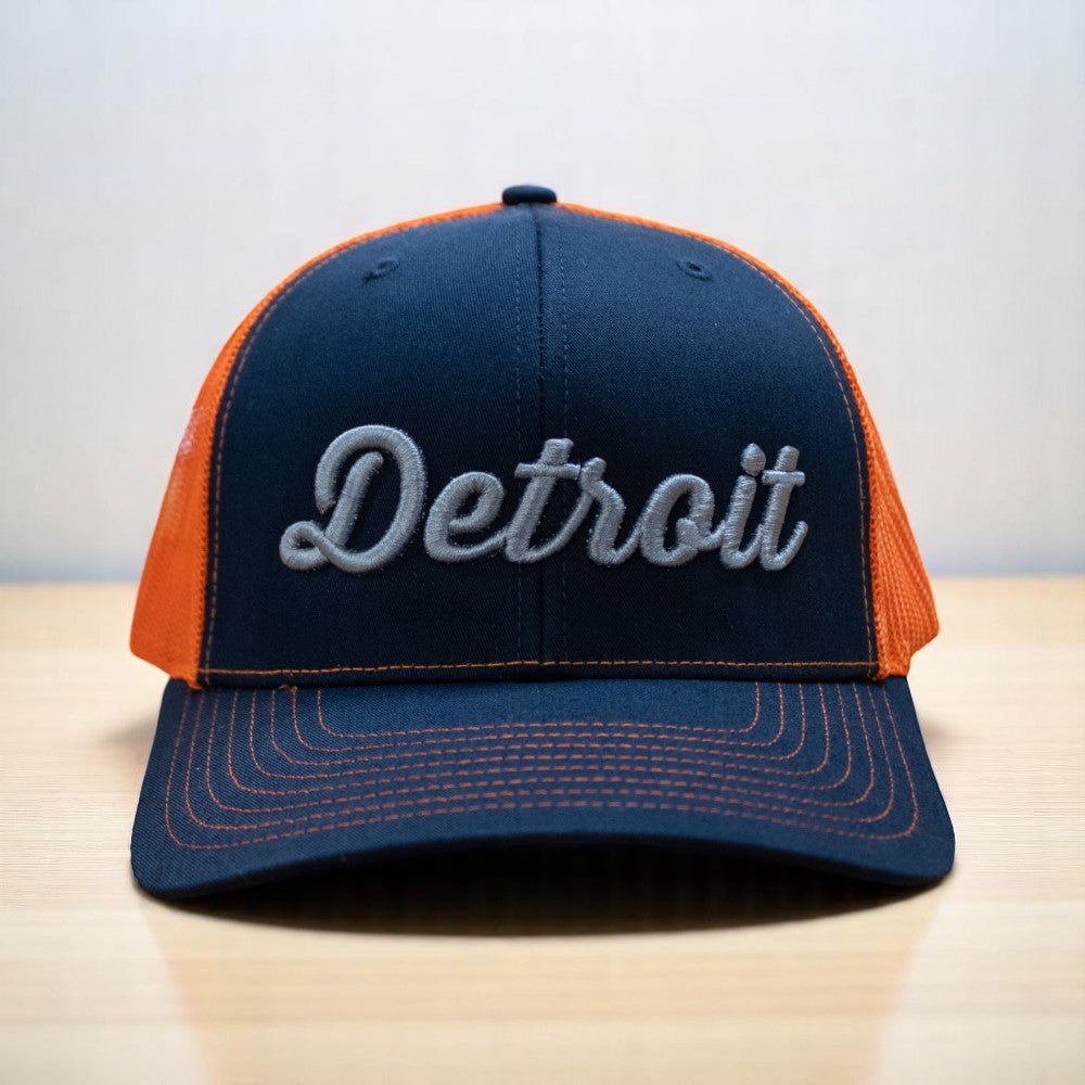 Hat - Detroit Thirsty Navy Orange Richardson Snapback