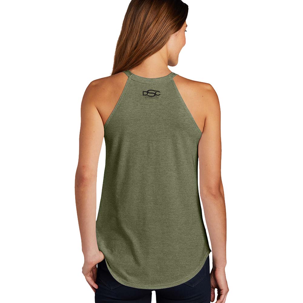 Ladies Rocker Tank Top Jeep® Life - Military Green Triblend