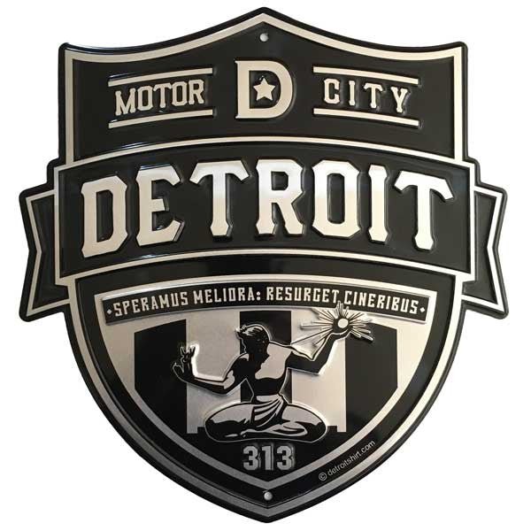 Metal Sign - Detroit Shield – Pingree Detroit Metal Sign - Detroit ...