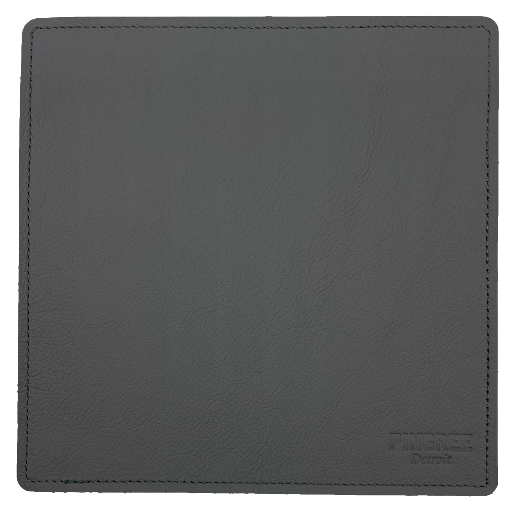 Pingree Mouse Pad in dark grey from upcycled automotive leather.