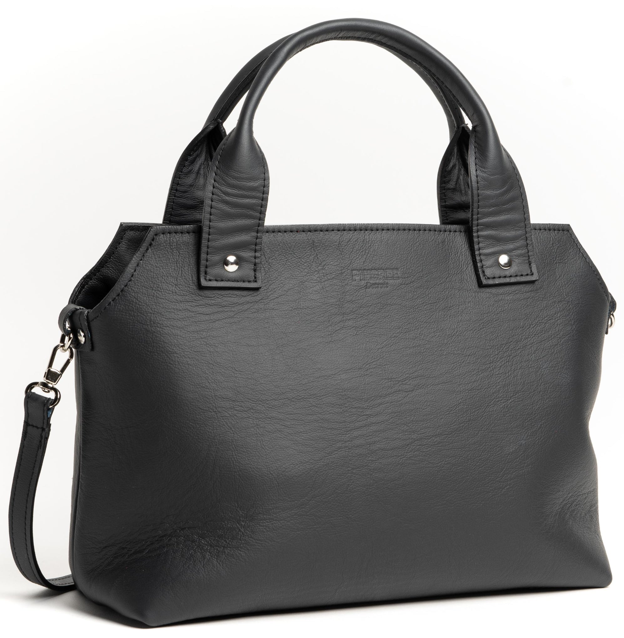 Beaubien purse in onyx black. Made from repurposed automotive leather. Sustainable manufacturing process,