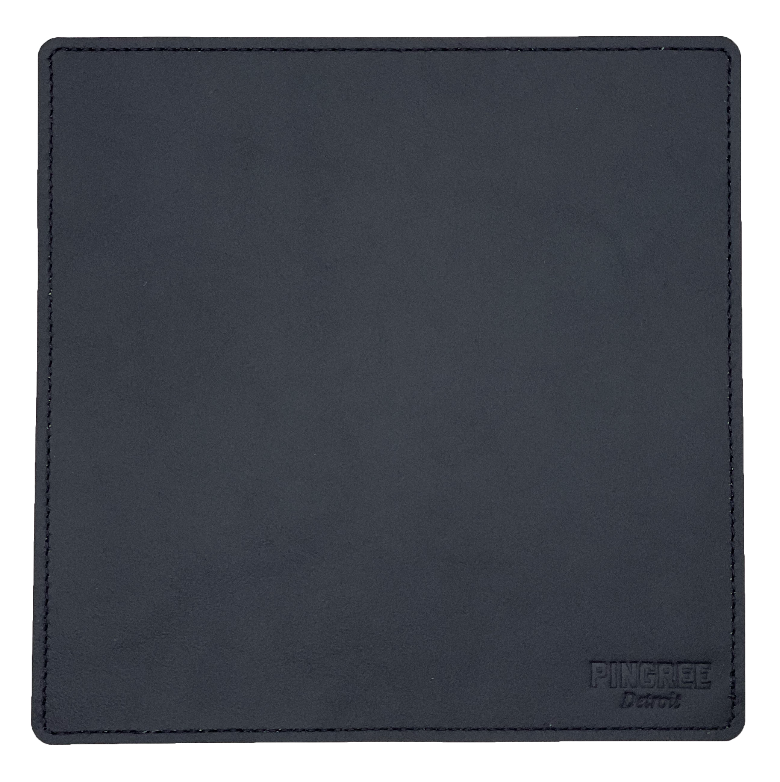 Pingree’s mouse pad in onyx manufactured from ecofriendly repurposed automotive leather.