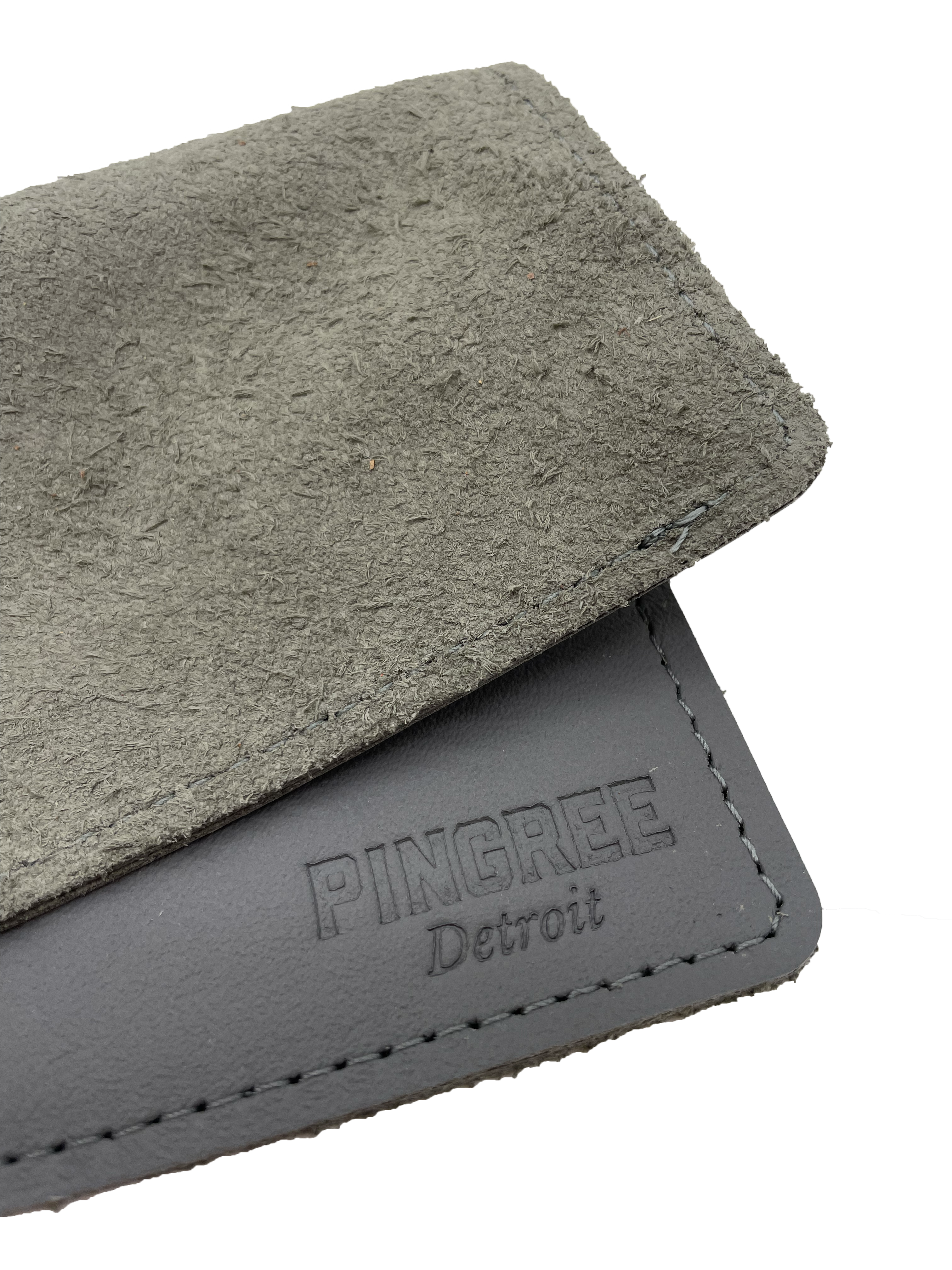 Suede side of Pingree Mouse Pad made in Detroit from upcycled automotive leather.