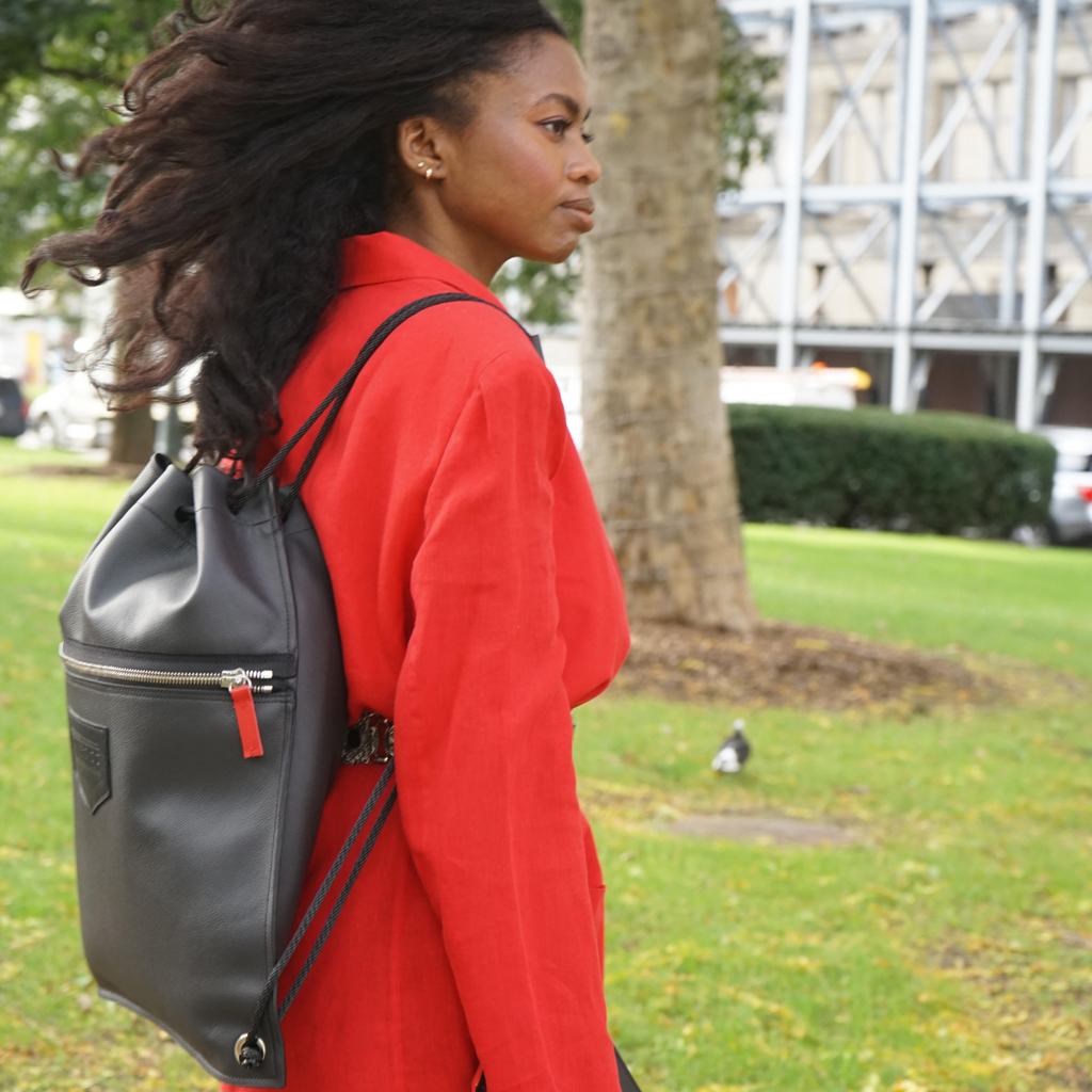 Detroit Drawstring Backpack in Leather